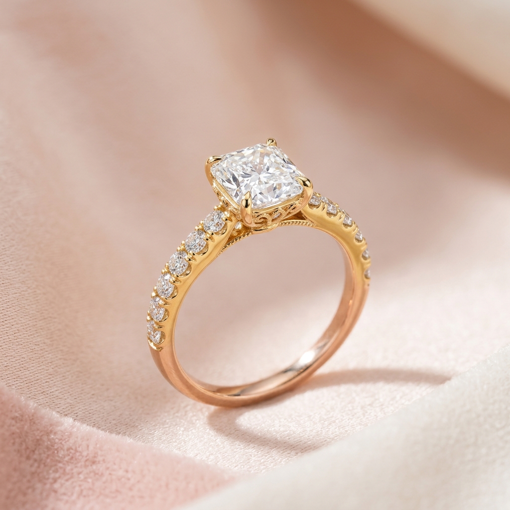 Radiant Solitaire Ring - Indo-Western Diamond Fine Jewellery