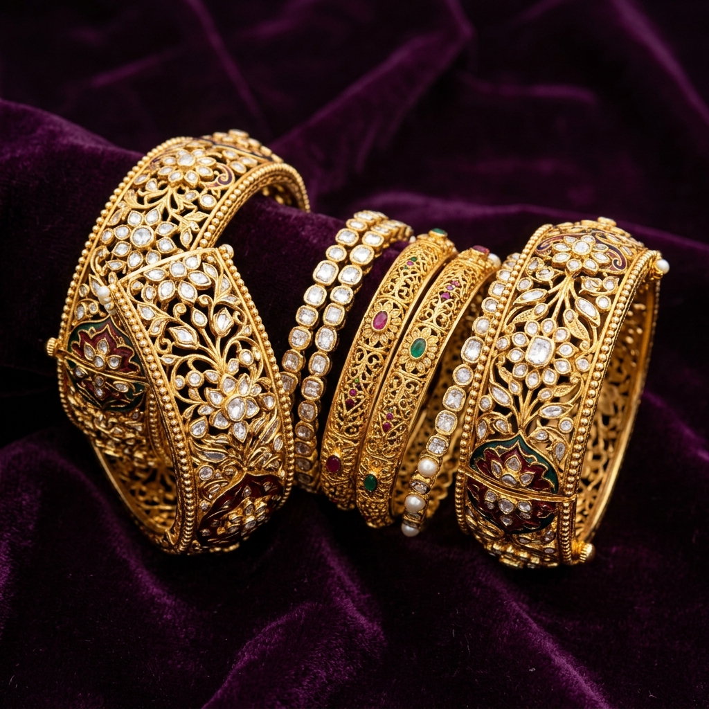 Indian Bridal 22K Gold Bangles & Kadas