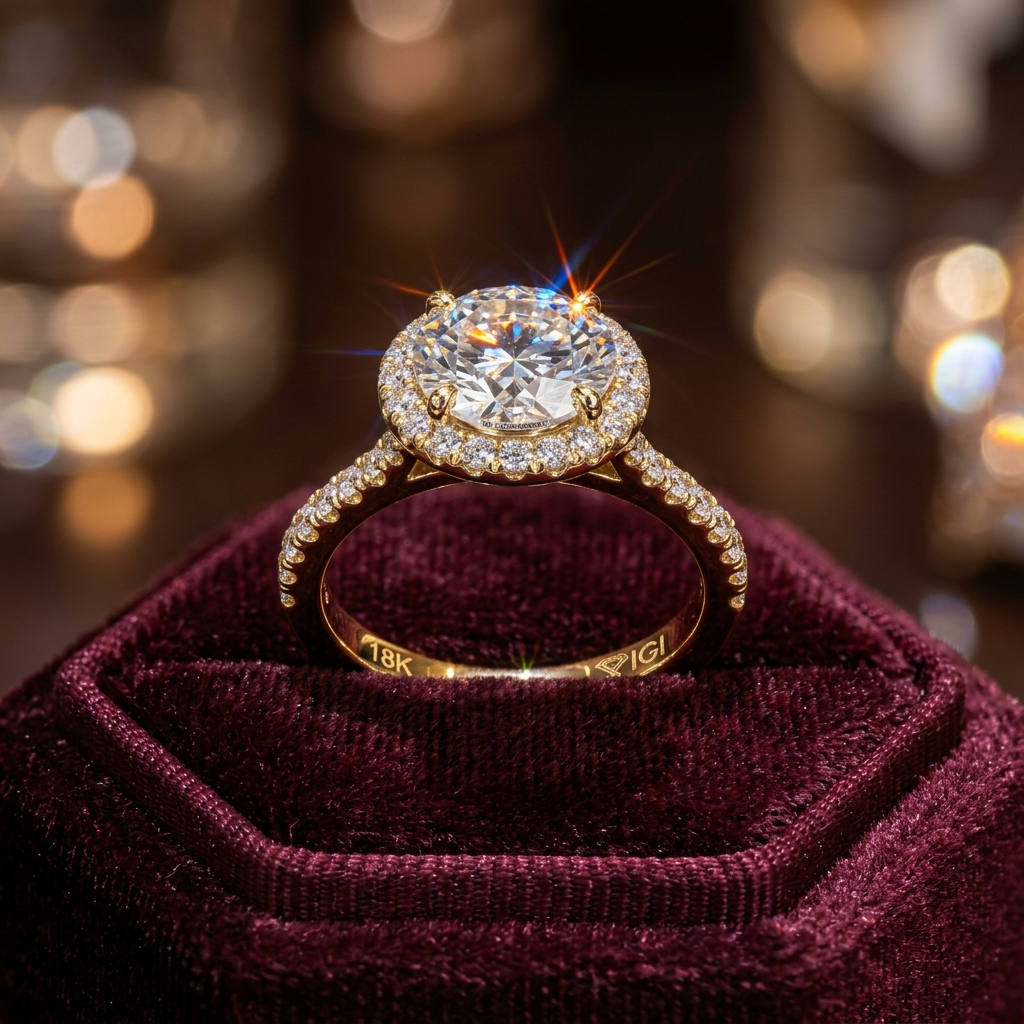 Solitaire Diamond Halo Ring