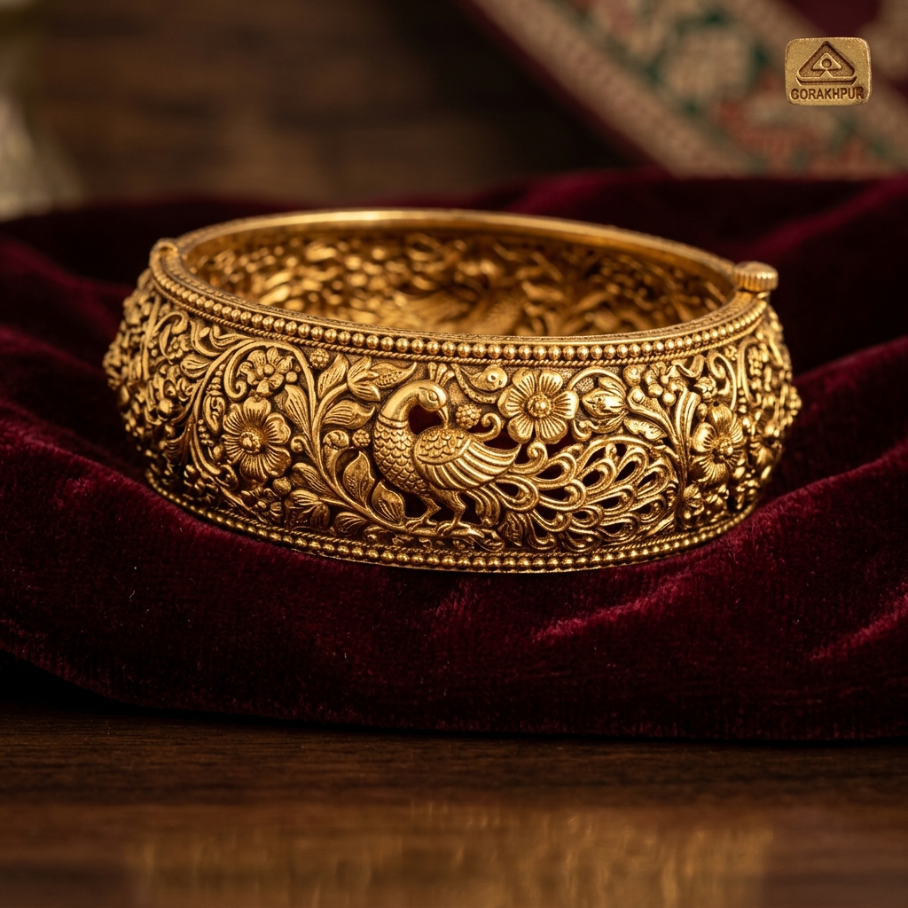 Handcrafted Gold Peacock Kada